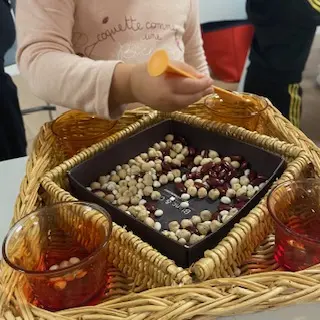 trie et transvasement avec haricot et lentilles