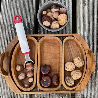 transvasement avec divers marrons et noix